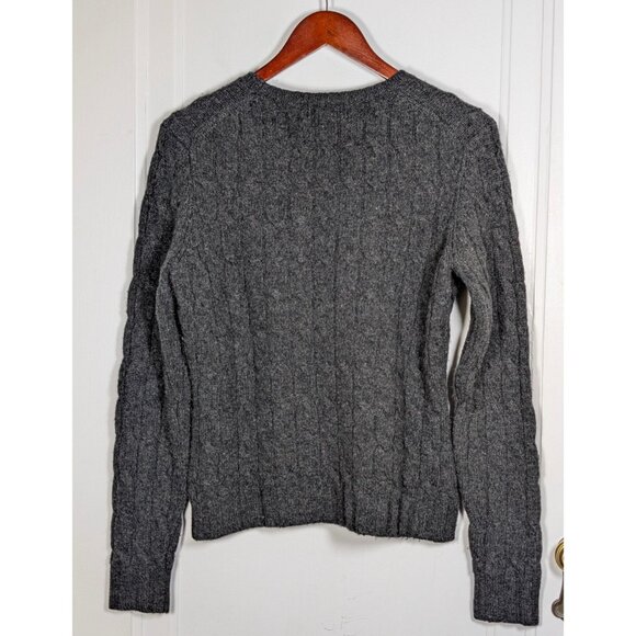 Gap Women’s Size Medium Lambs Wool Blend Gray Cable Knit Pullover Sweater - Picture 2 of 3
